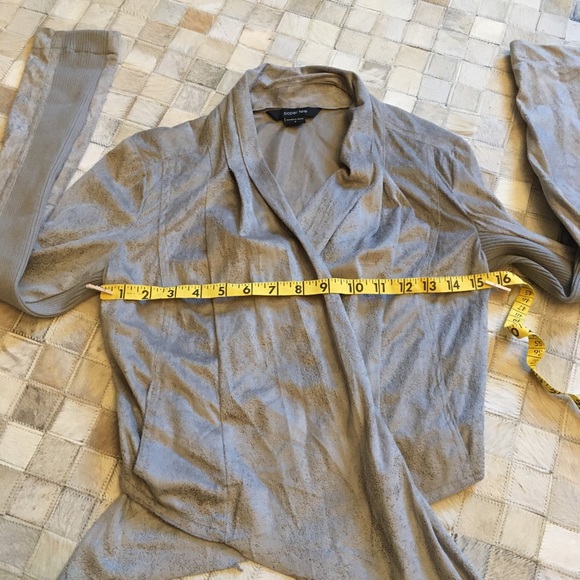 paper tee Taupe Open/Waterfall Front Thin Jacket - Picture 9 of 10